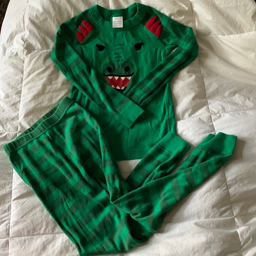 Hanna Andersson Dragon 2 piece pajama set Sz 110 6-7 organic cotton